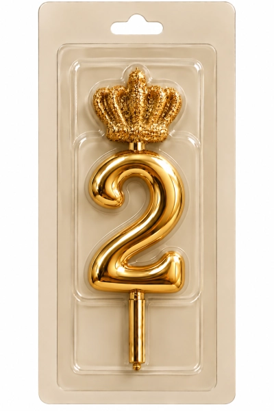 No:2 Altın Taç Serisi Rakam Mum